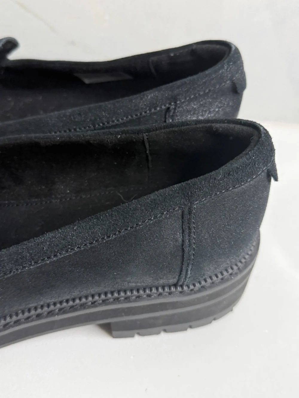 TOMS Black Suede Lug Sole Loafers Size 9 | New Without Tags
